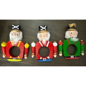 Vintage Vera Wooden Nutcracker Hand Painted Napkin Holders Set of 3 ORN136